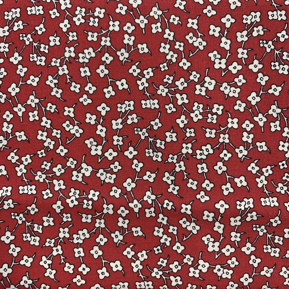 USAコットン【サーティーズ（1930年代の復刻版生地）】レトロ花柄  レッド系(UTH-146)