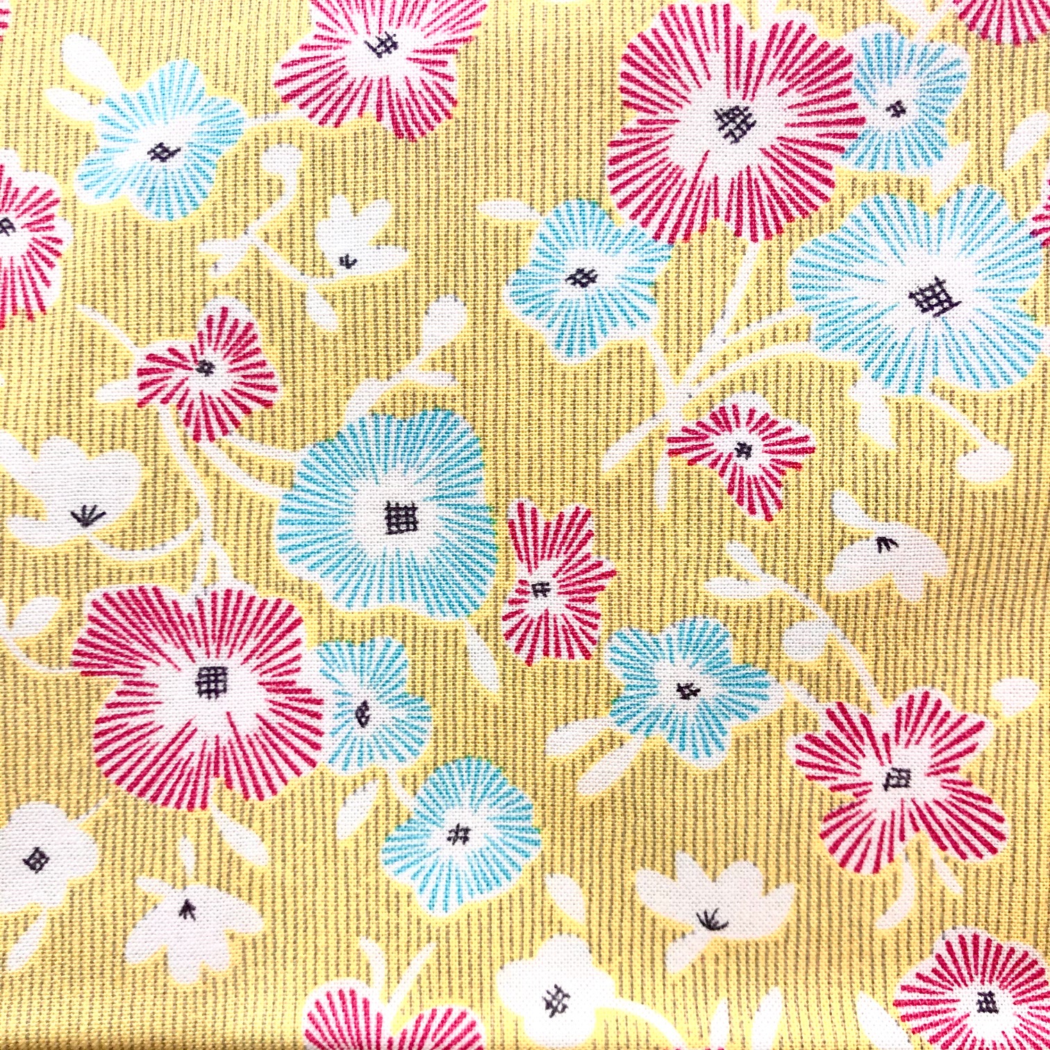 USAファブリック【サーティーズ（1930年代の復刻版生地）】USAコットン  ストライプ 花柄  (UTH-181)