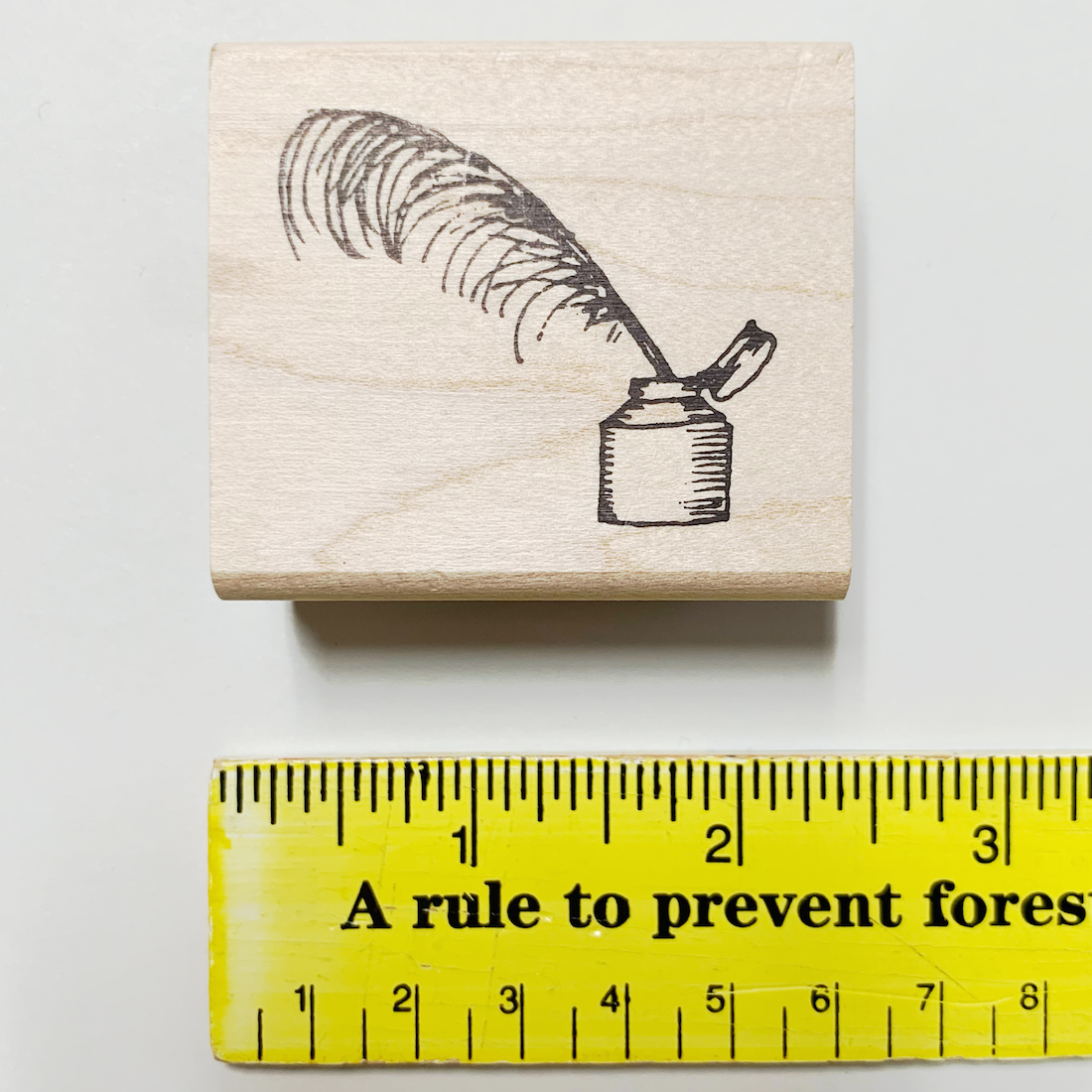 【USA製 ヴィンテージストック品】羽根ペン インク壷  木製ゴムスタンプ- Peddler's Pack Stamps quill pen ink bottle -(UWS-009) 　