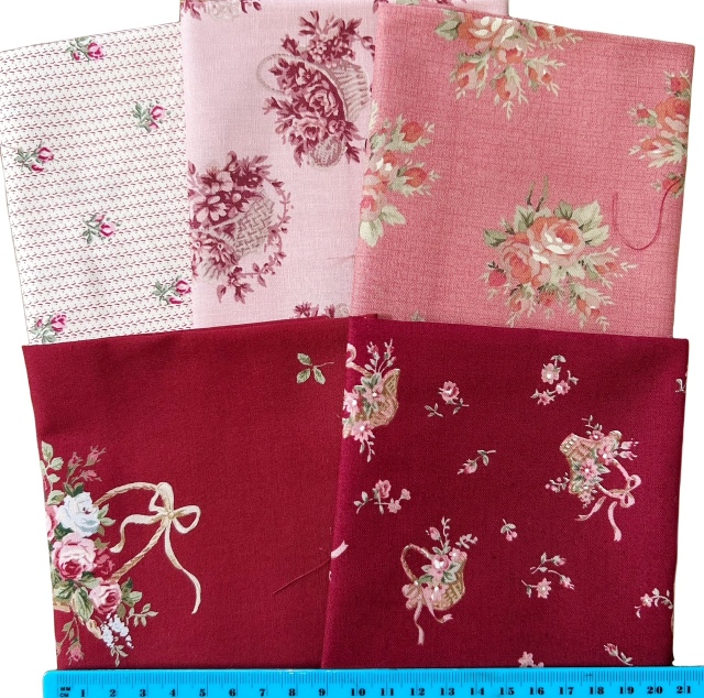 《数量限定》【こうの早苗先生デザインコレクション】ピンク系 花柄  33×37cm5柄5枚セット (COS-051）