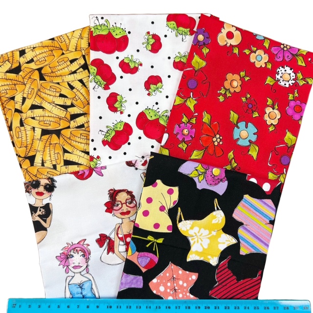 【 USAコットン ロラライハリス 】ビーチ柄  花柄  スケール柄   50×55cmサイズ5種5枚  通常￥2750→2200円　数量限定人気生地セット（COS-058）