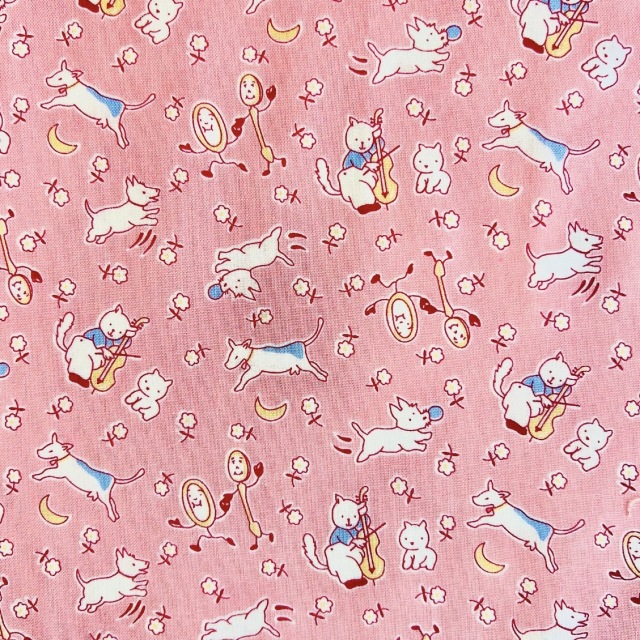 希少生地 USA輸入【サーティーズ(1930年代の復刻版生地)】UTH-207 ピンク系 レトロ動物柄