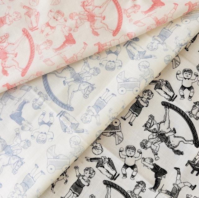 希少生地 USA輸入コットン生地【サーティーズ(1930年代の復刻版生地)】レトロキッズ柄 (UTH-230)