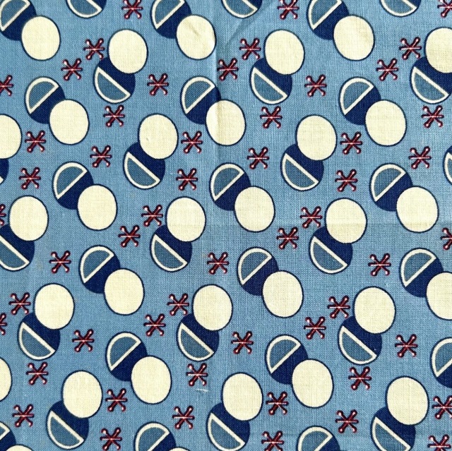 希少生地 USAコットン【サーティーズ(1930年代の復刻版生地)】レトロドット柄 ブルー系 33×37cm(UTH-232)