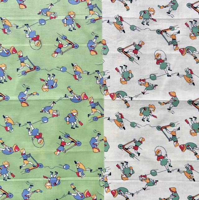 希少生地 USAコットン【サーティーズ(1930年代の復刻版生地)】レトロなキッズ柄 2色展開 (UTH-237)