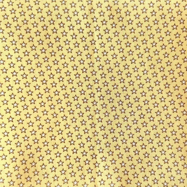 希少生地　USAコットン【サーティーズ（1930年代の復刻版生地）】レトロな星柄　イエロー系　50×55cm(UTH-240)