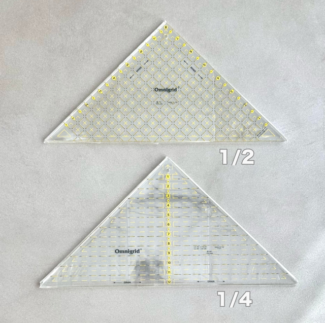 希少 USA製【 Omnigrid 】 オムニグリッド三角定規  インチスケール キルティング&パッチワーク、ソーイング定規 2種展開  【1/4】 【1/2】(NOT-341)