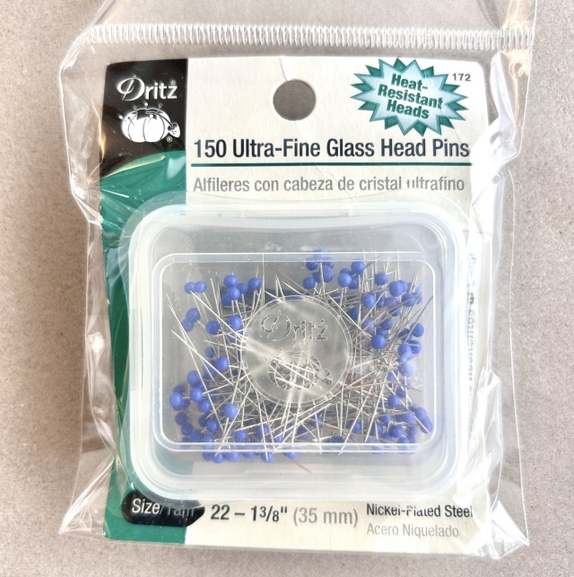 USA輸入品【Dritz】ドリッツ 150 Ultra-Fine Glass Head Pins  ウルトラファイン グラスヘッドピン 150本 耐熱性まち針 (NOT-353)