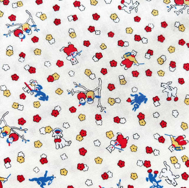 USAコットン moda 【サーティーズ(1930年代の復刻版生地)】レトロアニマル柄 ホワイト系(UTH-224)