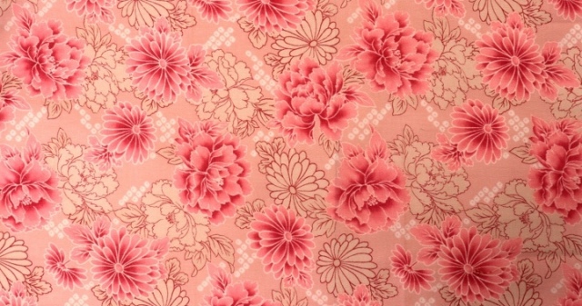 カネコイサオ　和柄 ちりめん 桜柄　フリル長袖ブラウス　ピンク系 もめんちりめん5枚セット】JCC-106 ピンク系 和柄 つまみ細工やパッチ