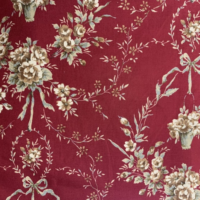 【こうの早苗先生デザインプリント】(JKNS-097)レッド系　 花・リボン柄