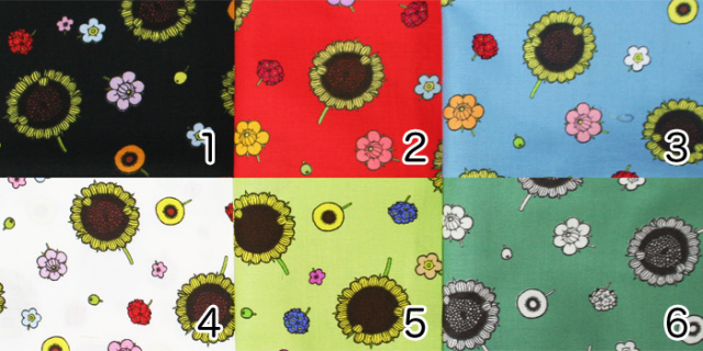 【小関鈴子先生監修　 中原淳一 / ひまわりや 復刻デザイン布地】ひまわり 花柄  レトロポップ 昭和レトロ布  JKH-141  6色展開