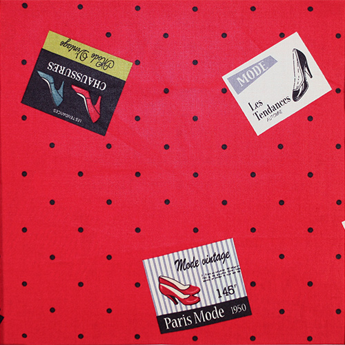 【小関鈴子先生デザインプリント】レトロガール  パンプス柄  英字  ドット柄 (JKS-165) 6色展開