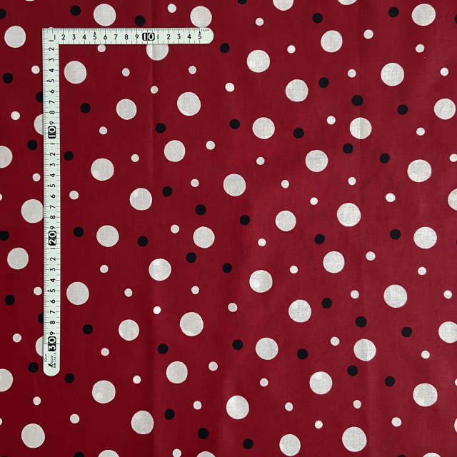 【小関鈴子先生デザインプリント】(JKS-303）ドット系　レッド・ホワイト
