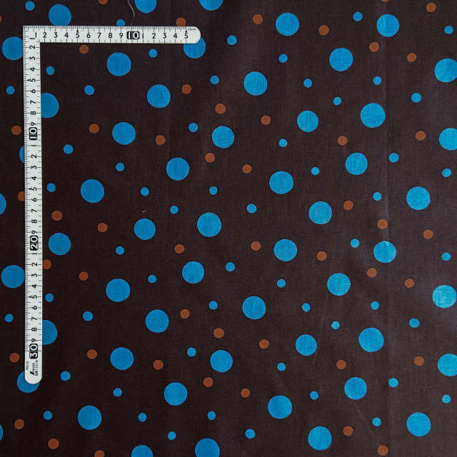 【小関鈴子先生デザインプリント】(JKS-305）ドット系　ブラウン・ブルー