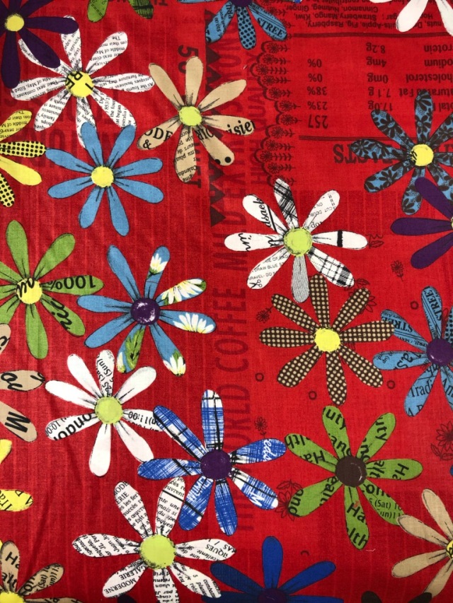 【小関鈴子先生デザインプリント】(JKS-332）花柄 英字 レッド系  コットンガーデンだけのコラボカラーです！！
