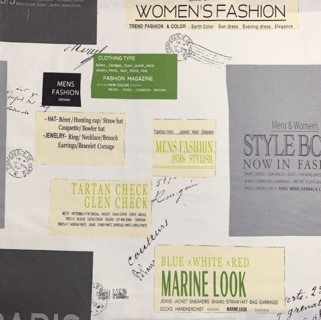 【小関鈴子先生デザインプリント】(JKS-364)ホワイト　英字柄