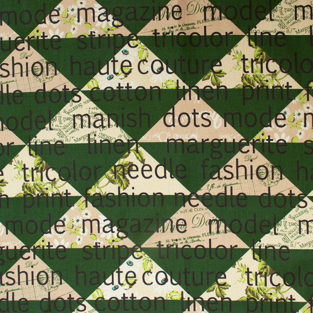 【小関鈴子先生デザインプリント】英字・三角柄 (JKS-223) グリーン