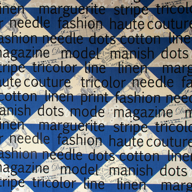 【小関鈴子先生デザインプリント】 英字・三角柄 (JKS-224) ブルー