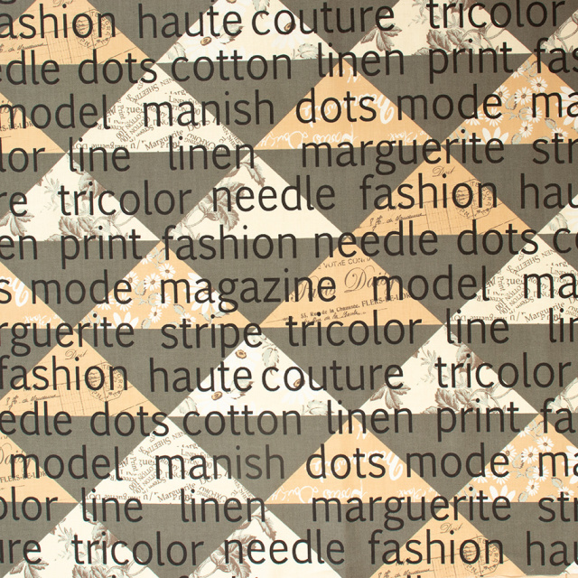 【小関鈴子先生デザインプリント】英字・三角柄 (JKS-226) グレー系