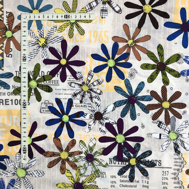 【小関鈴子先生デザインプリント】英字 花柄 (JKS-294）ベージュ系