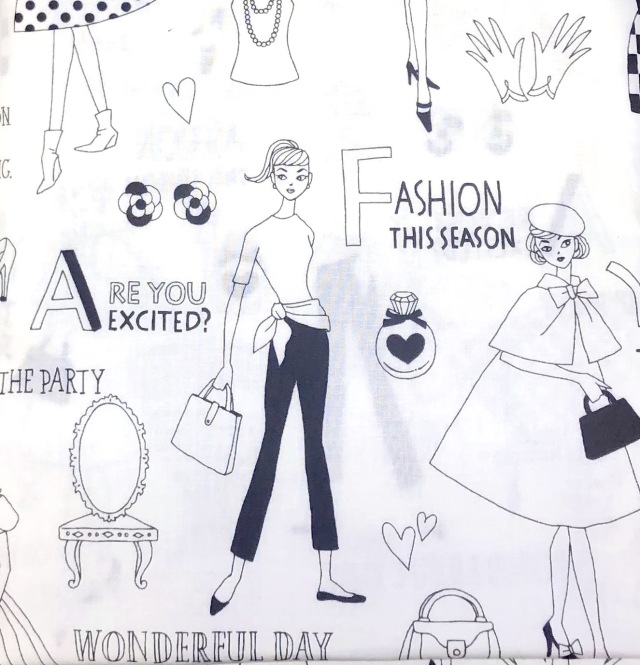 【国産生地】ミヤコカワグチ Miyako Kawaguchi レトロガール 英字  ホワイト系(JOM-006)