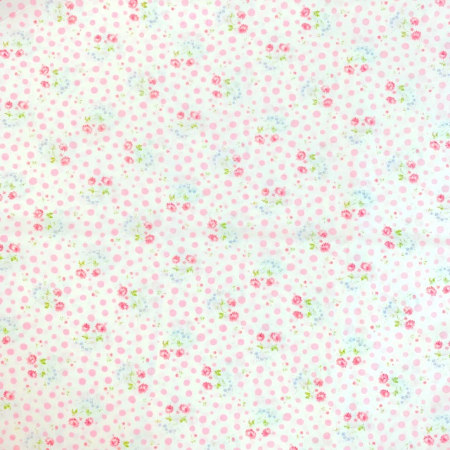 【国産生地】JOT-193　ピンク系　 花・ドット柄　50×110cmきざみ