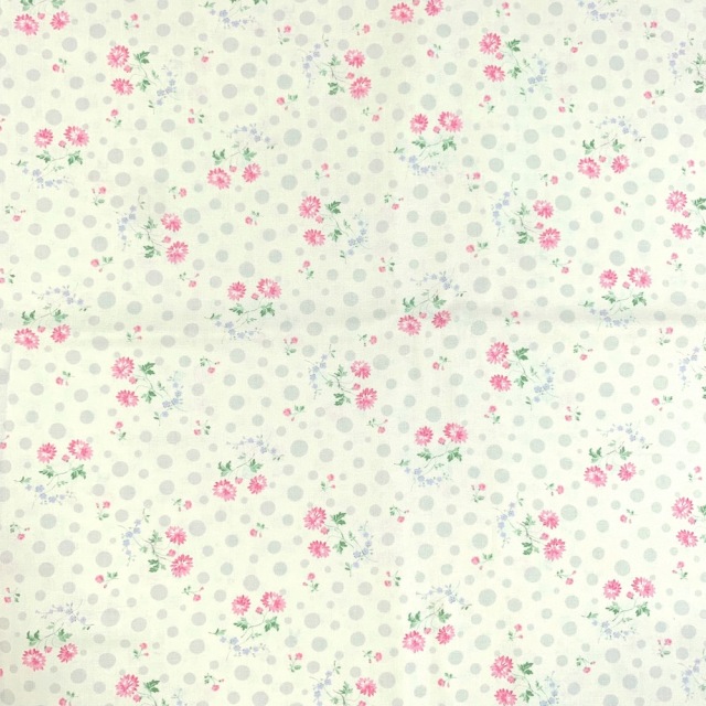 【国産生地】JOT-195　グレー系　 花・ドット柄　50×110cmきざみ