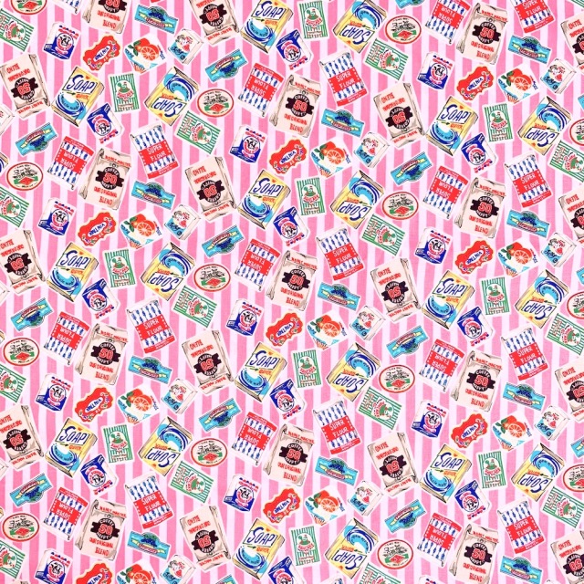 【国産生地】JOT-198　海外食品パッケージ柄　50×110cm刻み