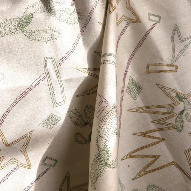 さぼてんページ ヴィンテージ希少品 国産生地 サボテン柄 コットンガーデン オリジナル