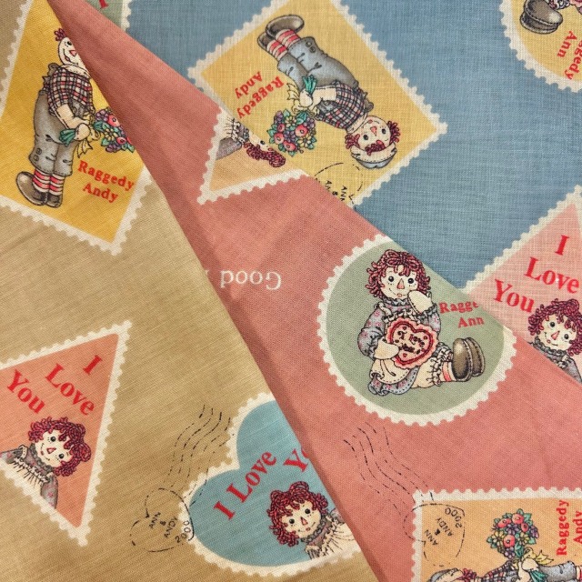 《再入荷》【希少】【国産】ラガディアン&アンディ生地 アメリカンカントリー生地 ハート柄 Raggedy Ann & Andy (JRA-003)