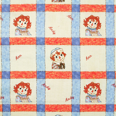 【国産】ラガディアン&アンディ生地 アメリカンカントリーな布 チェック柄  Raggedy Ann & Andy 50x55cm (JRA-006)