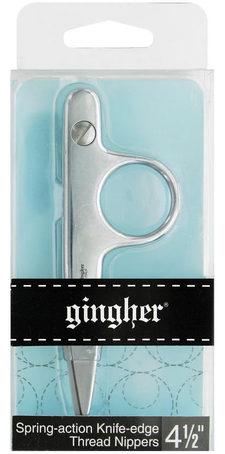 イタリア製【GINGHER/ギンガー】プロも愛用する最高級品  裁縫 手芸ハサミ 厚い布も切れる糸切りばさみ  4 1／2インチ  Gingher  Thread Nippers Forged Knife Edge  スレッドニッパーズフォッジナイフエッジ (NOT-014)