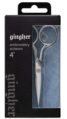 イタリア製【GINGHER/ギンガー Embroidery Scissors】エンブロイダリーシザーズ プロも愛用の最高級品 縫製 刺繍バサミ キルト クラフト 小型手芸用ハサミ  4インチ [ケース付き] (NOT-015)