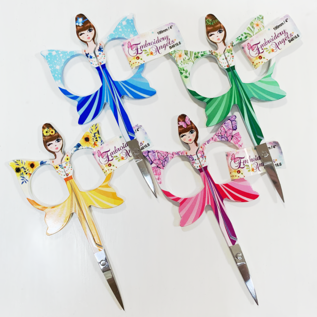 エンジェルフェアリー 手芸用ハサミ  4インチ/100mm  キルトや刺繍、クラフト用に   Embroidery Angels  Craft  Scissors  輸入品 NOT-238  4色展開　