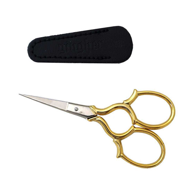 イタリア製【GINGHERギンガーはさみ　3.5インチ Gingher Gold Handled Epaulette Embroidery Scissors】エンブロイダリーシザーズ プロも愛用の最高級品 縫製 刺繍バサミ クラフト 小型手芸用ハサミ  [ケース付き] (NOT-249)