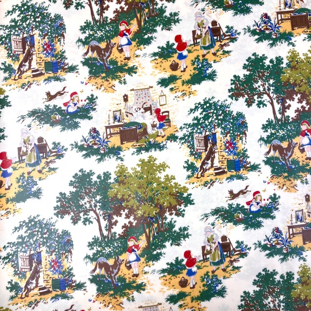 国産生地のラミネート加工（つや無）風景柄 生成りベース 50x110cm -(RAMI-003)