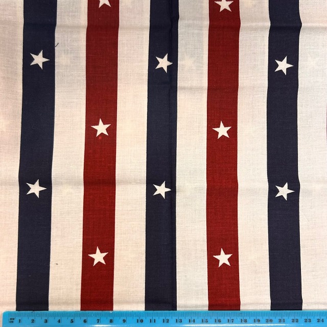 希少品 USAコットン【星柄生地】UAM-016  ストライプ柄  オールドアメリカン アメリカンレトロ柄生地  アメリカ輸入生地