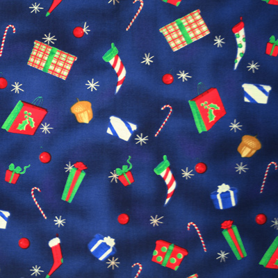 USA輸入生地 クリスマス柄 ブルー系 (UCH-052M)