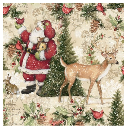 【クリスマス柄】サンタとトナカイ(UCH-077) 風景柄 ベージュ系