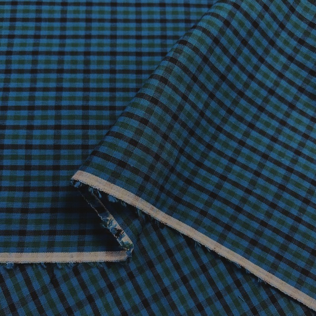 国産【チェックプリント】ブルーグリーン×ブラック チェック柄 (JCK-001)