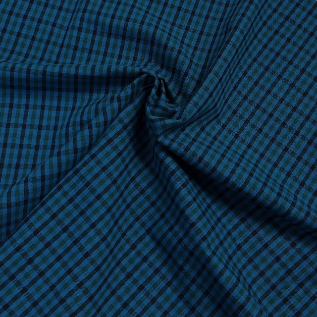 国産【チェックプリント】ブルーグリーン×ブラック チェック柄 (JCK-001)