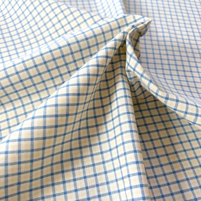 国産【チェックプリント】ホワイト×ブルー系 チェック柄 (JCK-005)