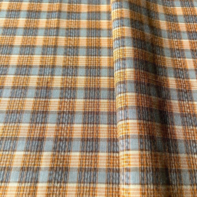 国産【チェックプリント】オレンジ×グレー チェック柄 (JCK-011)