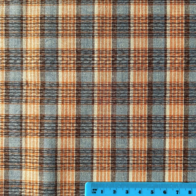 国産【チェックプリント】オレンジ×グレー チェック柄 (JCK-011)