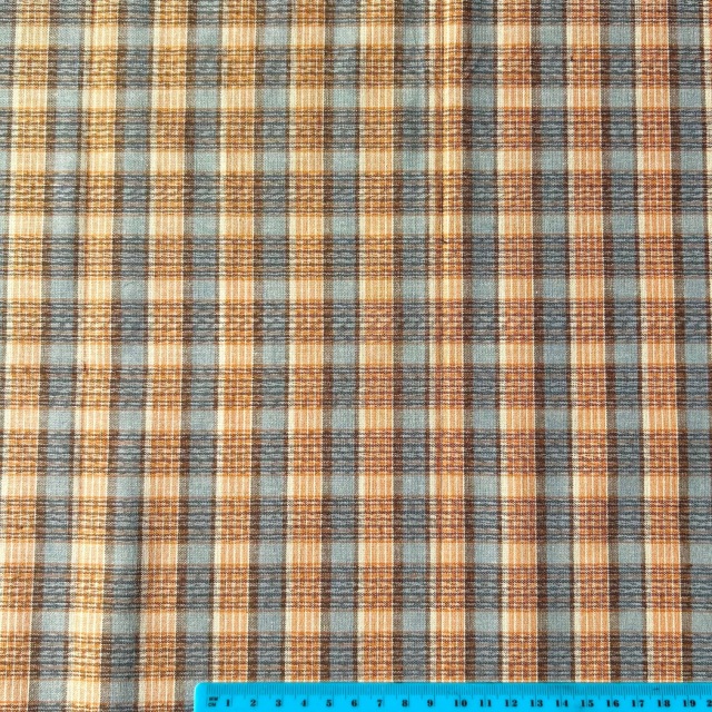国産【チェックプリント】オレンジ×グレー チェック柄 (JCK-011)