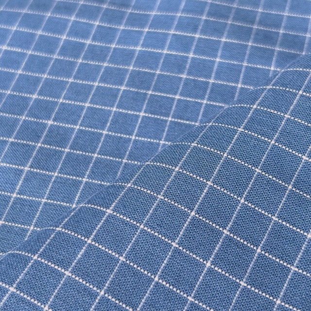 国産【チェックプリント】くすみブルー チェック柄 (JCK-012)