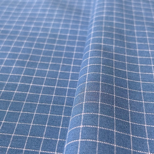 チェック柄デザイン 国産【チェックプリント】くすみブルー チェック柄 (JCK-012)