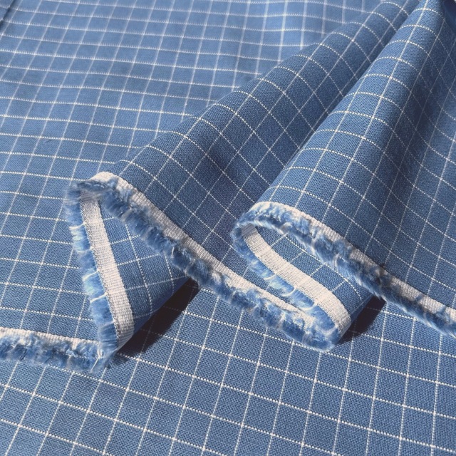 国産【チェックプリント】くすみブルー チェック柄 (JCK-012)