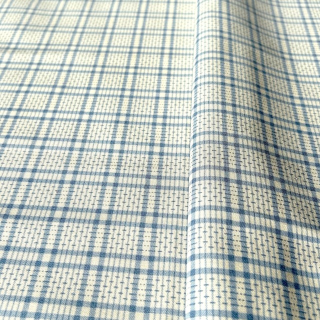 国産【チェックプリント】くすみブルー チェック柄 (JCK-014)